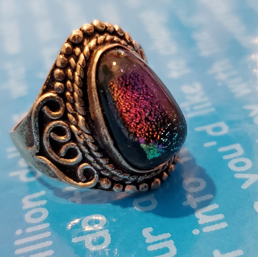 Witchy Multichromatic Silver Ring Size 8/8.5